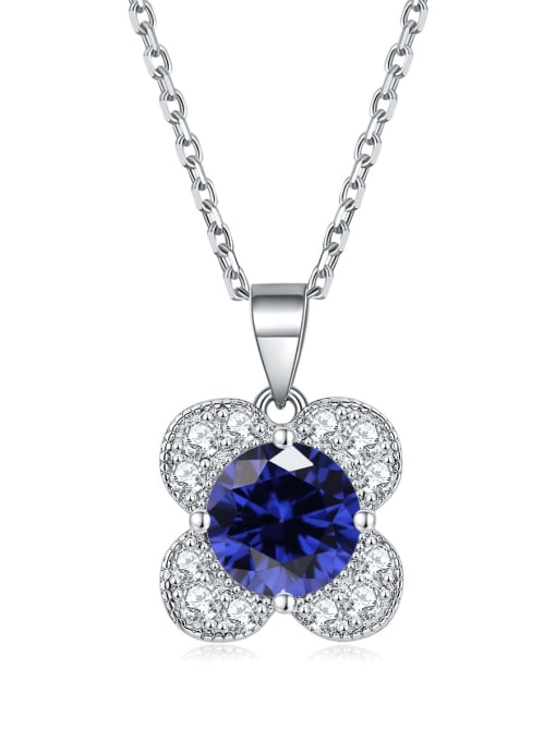 Tanzanian blue [December] 925 Sterling Silver Birthstone Flower Dainty Necklace